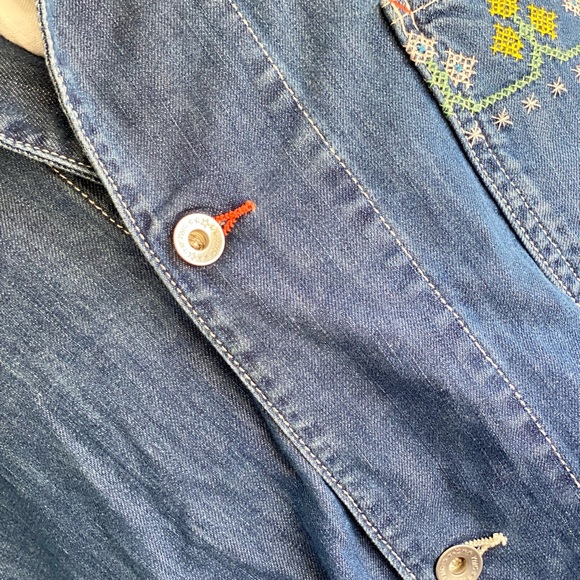 YMC Blue Labor Denim Jacket. Utility style jacket. Embroidered detail. Oversized - Picture 5 of 8